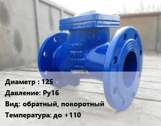 Клапан стальной 125 Ру16 обратный, поворотный до +110
